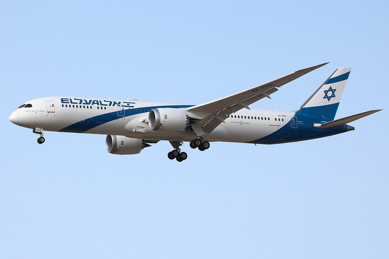 A photo of an El Al plane in flight