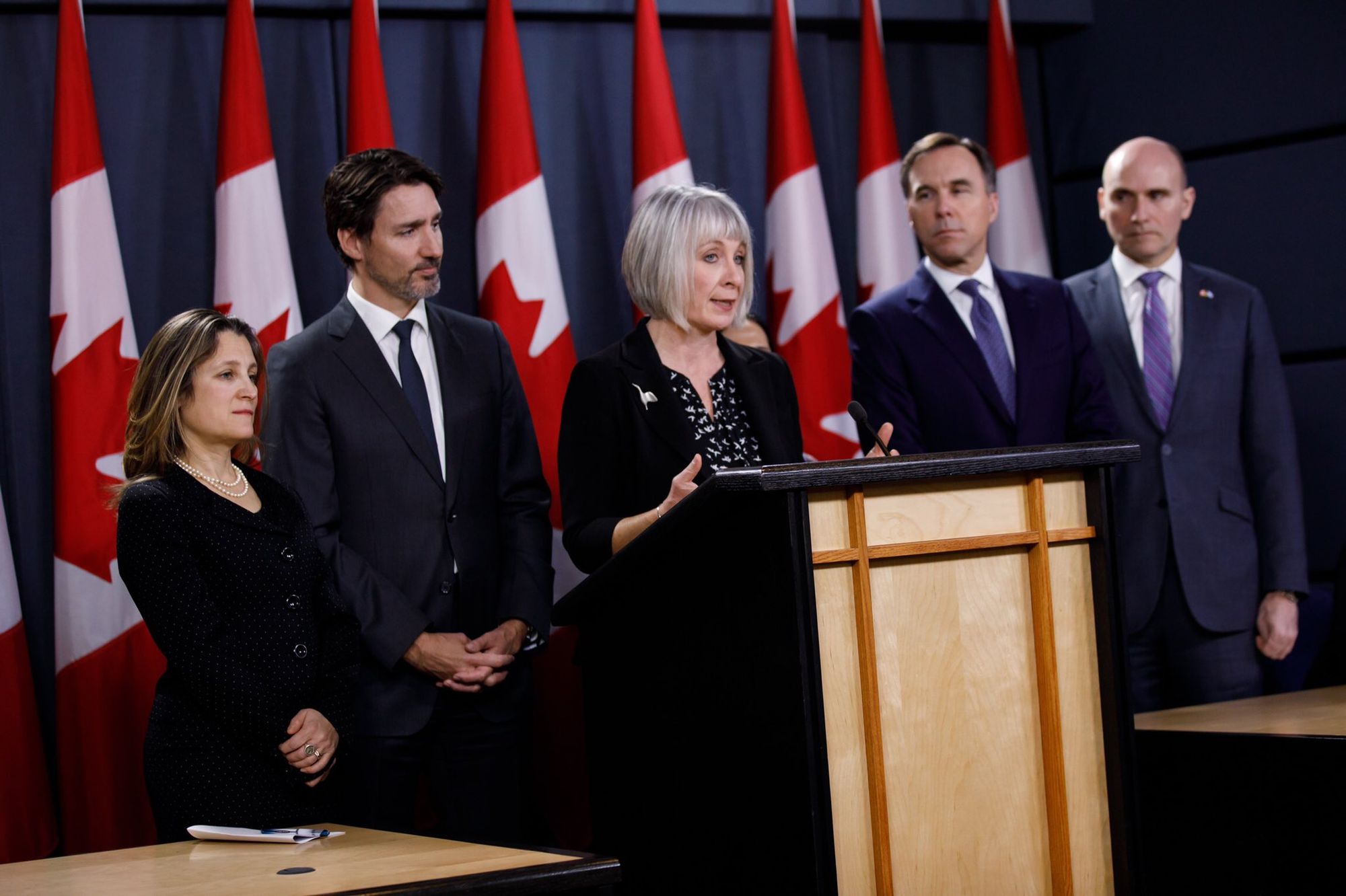 Minister of Health Patty Hajdu briefs the media on coronavirus. From Twitter.